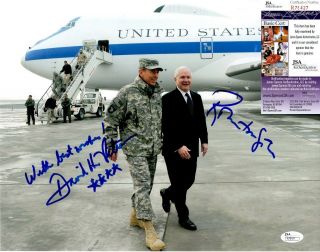David Petraeus,  Robert Gates Signed 11x14 Photo W Jsa R76427 Bush Barack Obama
