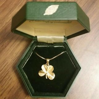 Vintage Flora Danica Denmark Vermiel Sterling Silver - Four Leaf Clover Necklace