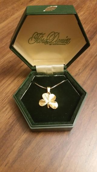 Vintage Flora Danica Denmark Vermiel Sterling Silver - Four Leaf Clover Necklace 2