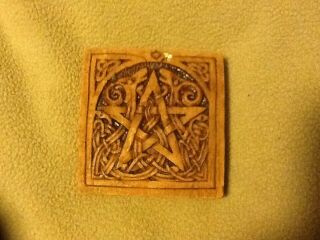 Wiccan Altar Tile,  Plaque,  Wood,  Pentacle,  Slightly