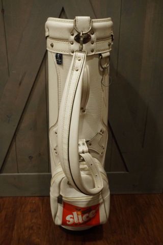 Rare Vintage Ben Hogan White Golf Bag " Orange Slice " Logo With Rain Cover