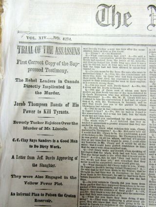 15 1865 NY Times Civil War newspapers w LINCOLN ASSASSINATION CONSPIRATORS TRIAL 3