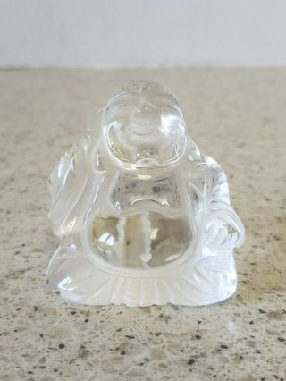 Crystal Glass Buddha Figure 2 3/4 Inches