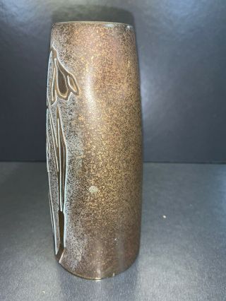 Silver Crest Arts & Crafts Bronze Vase With Flowers Marked 2000 6” Tall 3