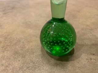 Vintage Paperweight Bud Vase Bubble Bottom Green 3