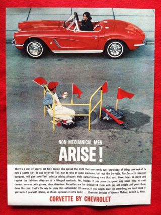 Corvette Sting Ray 1962 Chevrolet Gm Ad - Non Mechanical Men Arise