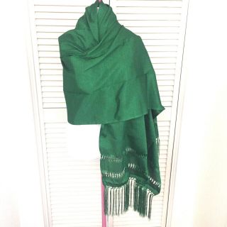 Mexican Shawl (rebozo) Green (mexican Flag) Silk Texture,  Wrap,  Scarf,  Runner