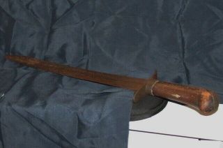 Vintage Civil War Period Fighting Long Knife Fixed W/ Wooden & Steel Handle 19 "