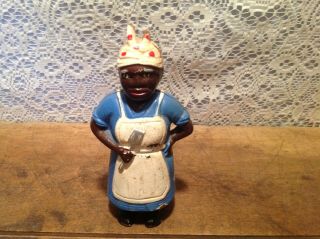 Vintage Aunt Jemima/mammy With Spoon Cast Iron Still Bank