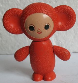 Russian Plastic Celluloid Toy Doll Cheburashka Kid Child Cartoon Hero Ussr Red C