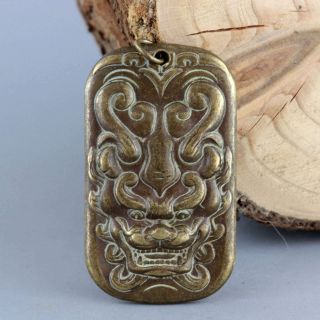 Collectable China Antique Bronze Hand Carve Myth Dragon Exorcism Amulet Pendant