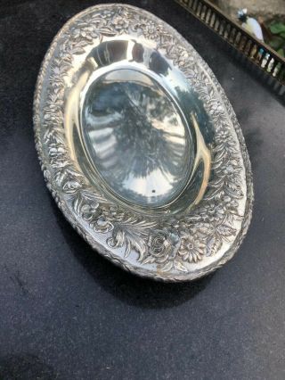 Vintage S Kirk & Son Oval Sterling Silver Serving Tray With Repousse No Monogram