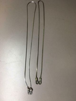 2 Vintage Classy Silver - Tone Spectacles Glasses Neck Chain Necklace Holder