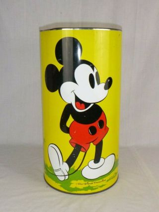 Vtg Walt Disney Productions Mickey Minnie Mouse Pluto Waste Basket Trash Can 19 "