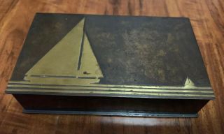 Silver Crest Arts & Crafts Bronze Humidor Jewelry Box 506 - X Sailing Ship