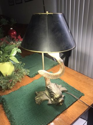 Vintage 1977 Chapman Fish Faux Ram Horn Lamp