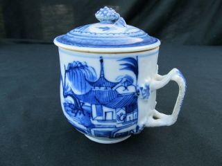 Chinese Export Porcelain Cup & Cover Pot De Creme Canton Blue And White No Chips