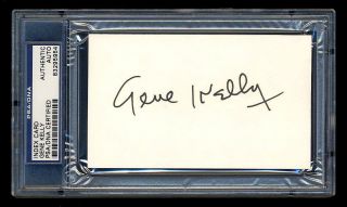 Gene Kelly Signed Index Card Psa/dna Slabbed Autograph