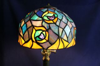 Vintage Tiffany Style Stained Glass Multi Colored Lamp Shade 8 " Wide