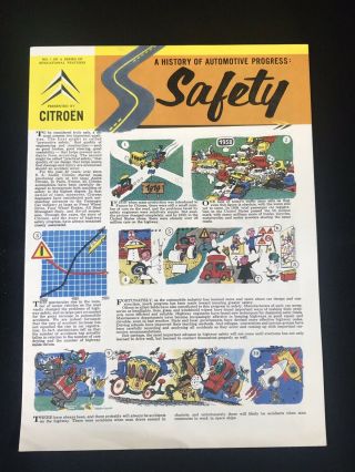 Vtg 1958 Citroen No.  1 In Series Safety History Of Progress Advertising Brochure