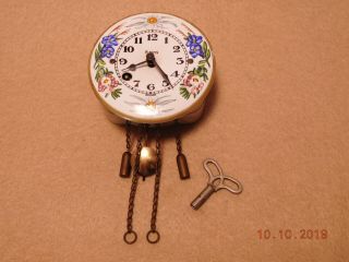 Vintage Germany Wintermantel Pendulum 8 Days Clock Porcelain Face W Flowers Work