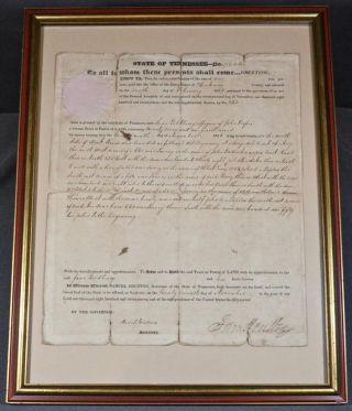 1826 Sam Houston Signed Governor State Of Tennessee Land Grant Pre - Texas Jsa