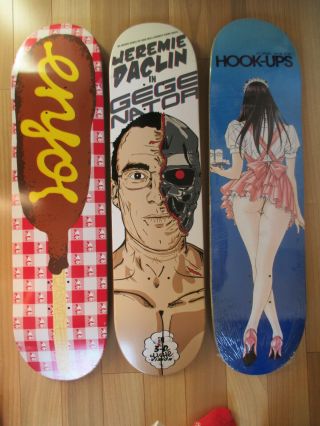 3 Hook Ups Cliché Enjoi Skateboard Decks Skate Rare Vintage