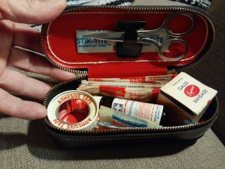 Vintage First Aid Kit With Leather Case.  Absolutely Kit.