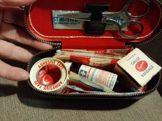 Vintage First Aid Kit With Leather Case.  Absolutely kit. 3