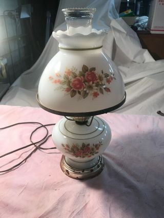 Vintage Milk Glass Hurricane Style Lamp