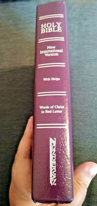 Holy Bible Niv Zondervan Words Of Christ In Red Letter Purple Leather Cover
