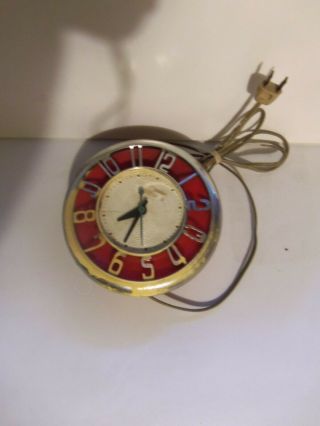 General Electric Ge Telechron Red Kitchen Clock 2h45 No Lens