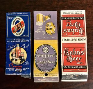 1930s Matchbooks - Camden Beer,  Empire Beer,  Olean Ny,  Kuhn’s Beer,  Jamestown Ny