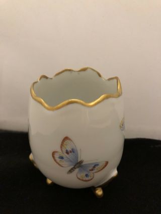 Porcelain Limoges France Egg 3”vase Butterflies Hand Painted Gold Trim