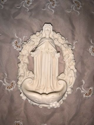 Vintage Holy Water Font Catholic Antique Blessed Mother Mary Resin