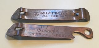 2 Copper Color Early Beer Bottle Can Openers Schaefer Brooklyn Ny Ballantine Nj