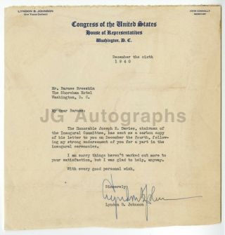 Lyndon B.  Johnson - 38th U.  S.  President - Very Early Congress Era Signature