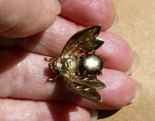Vintage 14k Gold Star Sapphire Bumble Bee Pin Brooch 1.  0 Tcw 2.  3 Grams