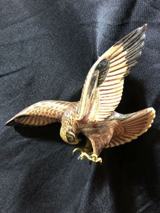 Vintage Eagle Hand Carved Wooden Brooch With Great Detail