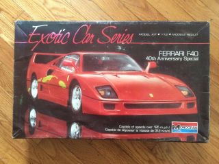 1989,  Monogram,  Ferrari F40,  (exotic Car Series) 1:12 Scale Model Kit,  Complete
