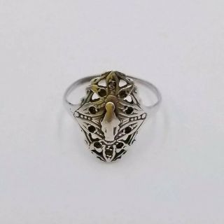 Estate Vintage Solid Sterling Silver 925 Mary Heart Catholic Ring