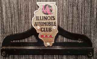 Vintage Illinois Automobile Club License Plate Topper Life Member Enamel N.  A.  A.