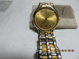 Omega Wrist Watch W/ Date Stainless And 18k Gold.  Unisex 1449 / 432