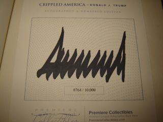 President Donald Trump Signed Crippled America Limited Edition 8764/10,  000 Huge