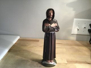 Vintage 9 1/2 Inch Wooden Monk Figurine That S Jesus Pax Et Bonum