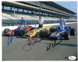 Al Foyt,  Al Unser,  Rutherford Authentic Signed 8x10 Photo Jsa To John