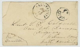 Mr Fancy Cancel Csa Stampless Cover Matinsville Va Paid 3 Altered To 5 Cv$300