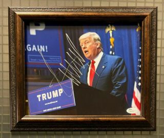 President Donald Trump Signed 8x10 Photo Autographed Auto Framed 10x12 Jsa
