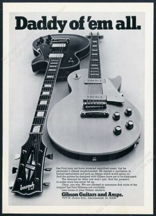 1970 Gibson Les Paul Custom Guitar Photo Vintage Print Ad