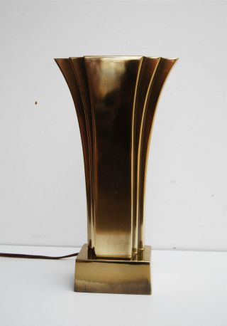 Vintage Stiffel Art Deco Table Lamp,  11 " Brass Fan Sconce Accent 1970s